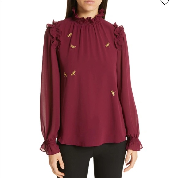 Ted Baker London Tops - Ted Baker Lohla Sugar Plum Embellished Top Red